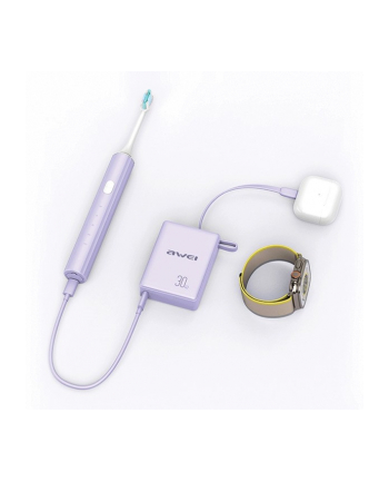 awei PowerBank 10000mAh 30W P87K wbudowany USB-C kabel USB+USB-C