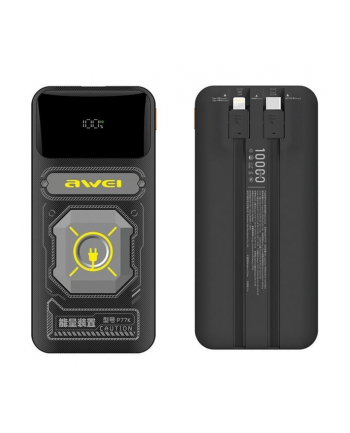 awei PowerBank 10000mAh 22,5W P77K wbudowane kable lightning USB-C wyjścia 1xUSB+2xUSB-C