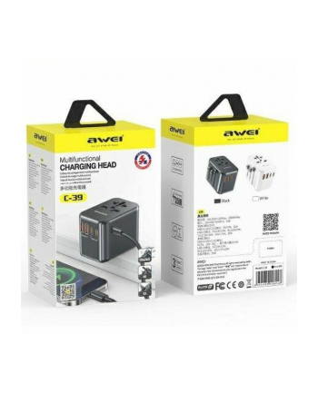 awei Ładowarka podróżna 4w1 GaN 35W US/AU/(wersja europejska)/UK C-39 2xUSB +3xUSB-C