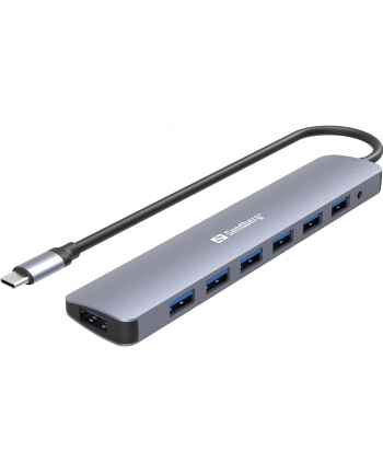 Sandberg USB-C to 7 x USB 3.0 Hub USB hub - 7 - Szary (13640)