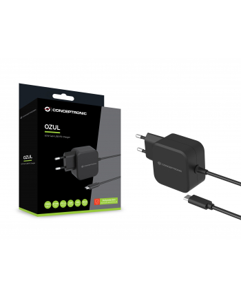 Conceptronic Ładowarka OZUL04BE 67W GaN USB-PD, wbudowany kabel USB-C