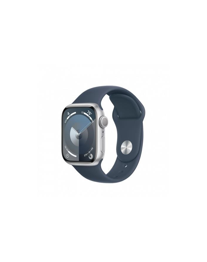 Apple Watch Series 9 Gps 41 Mm Srebrna Aluminiowa Koperta Z Paskiem Sportowym Storm Blue - M/L główny