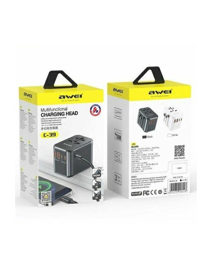 awei Ładowarka podróżna 4w1 GaN 35W US/AU/(wersja europejska)/UK C-39 2xUSB +3xUSB-C główny