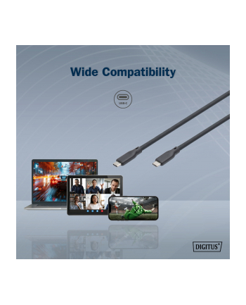 digitus Kabel połączeniowy silikonowy USB-C - USB-C, USB 4 Gen3 40G 8K 240W, 1m Czarny