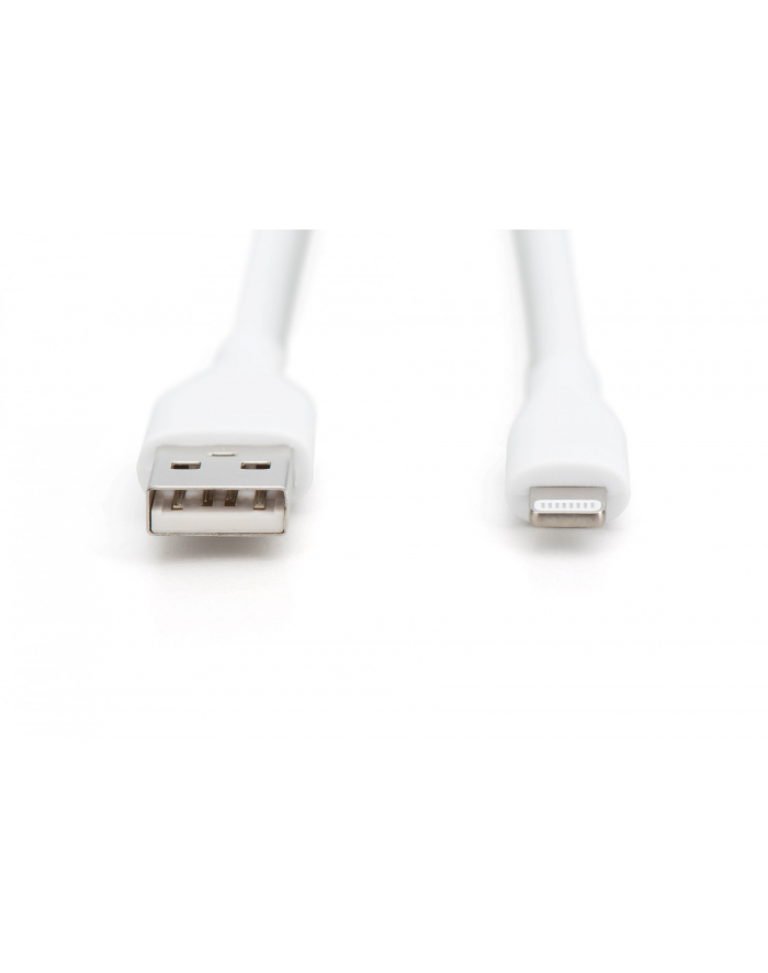 digitus Kabel zasilający silikonowy USB-A - Lightning, USB 2.0 12W, certyfikat MFI, 0,5m Biały główny