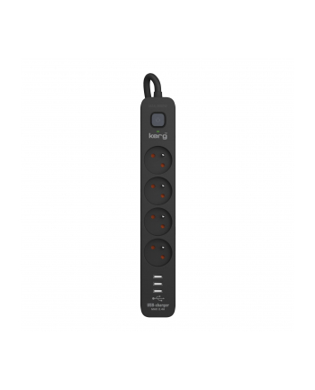 Urządzenie zasilające zabezpieczające KERG z wyłącznikiem 4 gniazda USB-A czarne 1,5m 16A H05VV-F 3x1,5mm2
