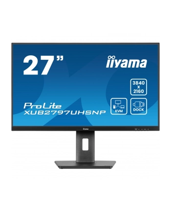 IIYAMA XUB2797UHSNP-B1 27inch IPS UHD 350cd/m2 4ms HDMI DP USB-C Dock LAN Speakers 15cm height adj. Stand (P)