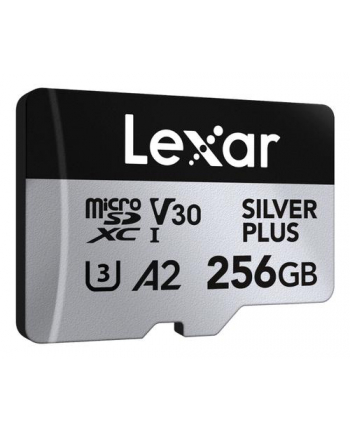 Lexar 256GB microSDXC Professional SILVER Plus UHS-I A2 V30 U3 4K microSDXC | 256GB | UHS-I | U3 | A2 | V30 | 4K | Odczyt do 205 MB/s | Zapis do 150MB/s | Adapter SD nr 1