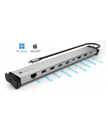 TECHLY Stacja dokująca USB-C na HDMI/USB-C/USB-A/RJ-45/USB-C PD