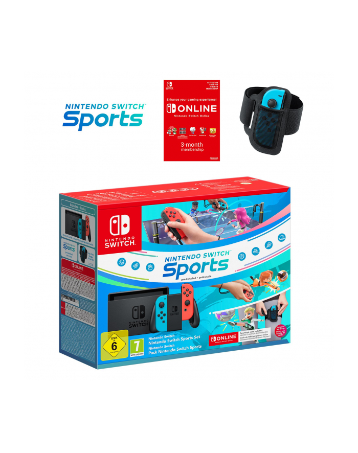 Nintendo Switch Neon + Switch Sports + 12M NSO 7'' | 64GB + microSD | 2x USB | 1x HDMI główny