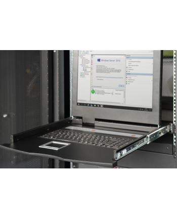 DIGITUS Modularized 17inch HD LCD TFT console US Keyboard with 1 port KVM US keyboard RAL 9005 Kolor: CZARNY