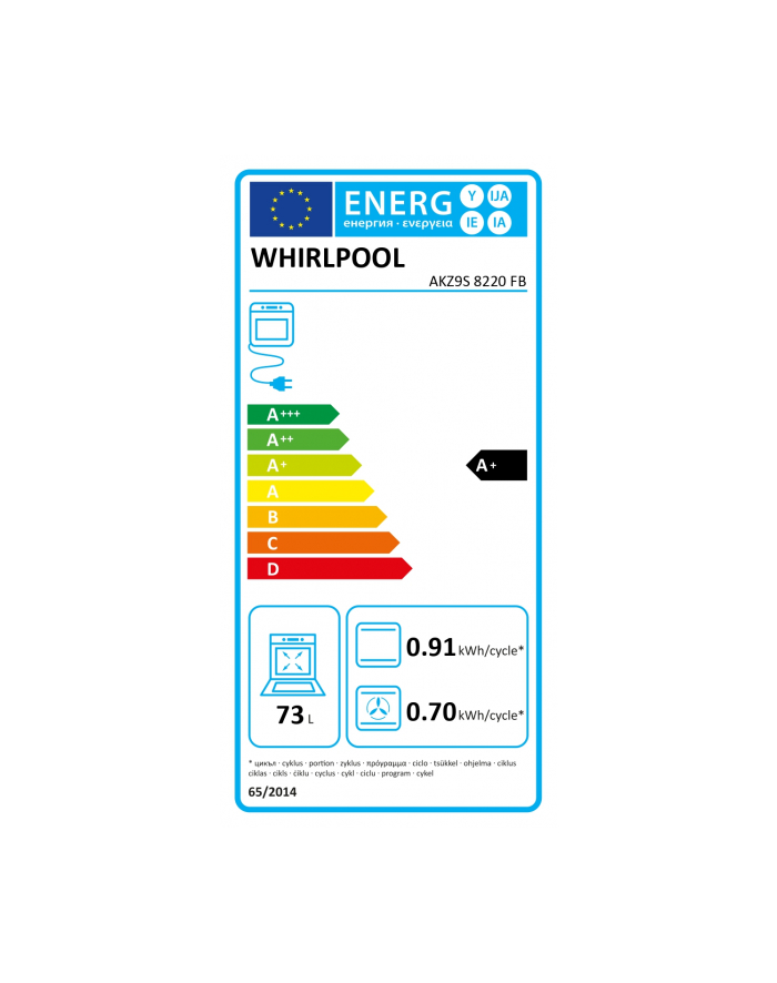 whirlpool Piekarnik z hydromasażem | AKZ9S 8220 FB | 73 L | Elektryczny | Hydrolityczny | Elektroniczny | Funkcja pary | Konwekcja | Wysokość 59,5 cm | Szerokość 59,5 cm | Czarny główny