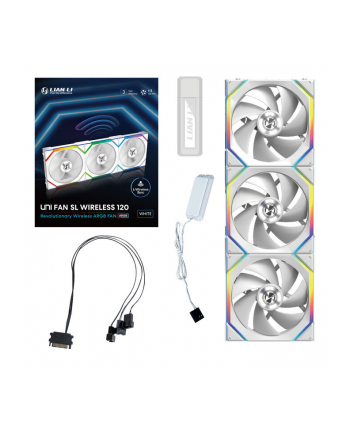 Lian Li UNI FAN SL Bezprzewodowy wentylator ARGB PWM, 3-pak z kontrolerem - 120 mm, biały