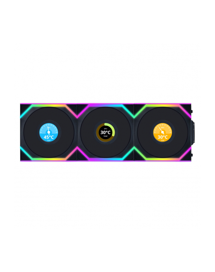 Lian Li UNI FAN SL Bezprzewodowy wentylator LCD, ARGB, PWM, 3-pak z kontrolerem - 120 mm, główny