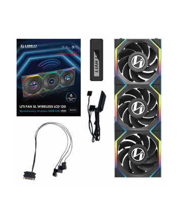 Lian Li UNI FAN SL Bezprzewodowy wentylator LCD, ARGB, PWM, 3-pak z kontrolerem - Reverse Blade, 120 mm,