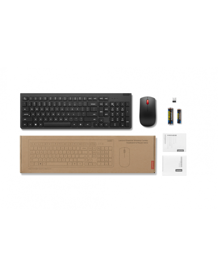 Lenovo | Podstawowa bezprzewodowa klawiatura i mysz combo Gen2 | Zestaw klawiatury i myszy | 2,4 GHz | Język nordycki | Czarny główny