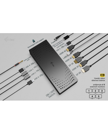 I-TEC Universal 5x 4K Display DS 5x 4K 2x DP 3x HDMI 1x 2.5GLAN 2x USB-C Gen.2 3x USB 3.2 Gen.2 1x Audio/Mic Jack PD 100W KL