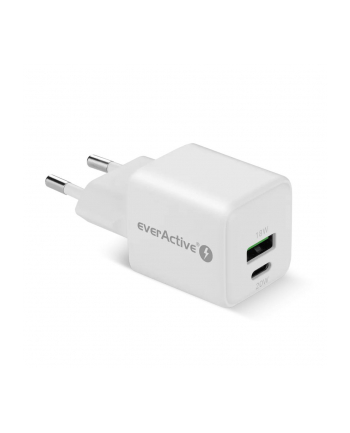 everactive Ładowarka sieciowa GaN 1X USB, 1X USB-C 20W QC3.0 Biała