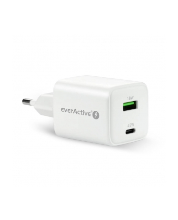everactive Ładowarka sieciowa GaN 1X USB, 1X USB-C 45W QC4+ PD Biała