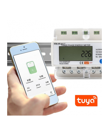 qoltec Trójfazowy elektroniczny licznik | miernik zużycia energii na    szynę DIN | 400V | LCD | Wi-Fi