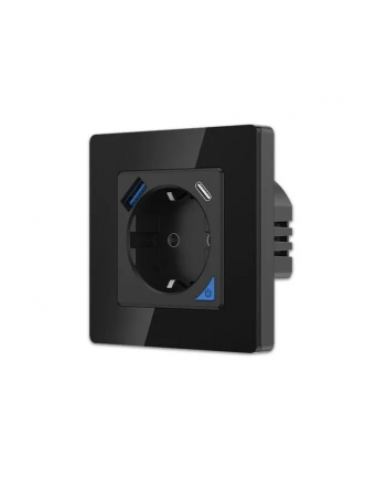 Extralink Smart Life Wall Socket Set Pro | Zestaw inteligentne gniazdko + ramka | Kolor Czarny, 230V, 1x USB A, 1x USB C, WiFi