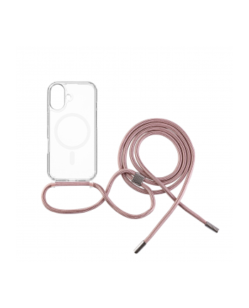 Fixed Etui Magpure Neck Do Magsafe Do Iphone 16, Przezroczyste Z Różową Smyczką