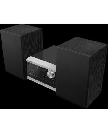 Panasonic SC-PM272 Mikrowieża z CD, radiem FM i Bluetooth (DAB+, 20W, system głośników 10 cm z otworem bass reflex, Bluetooth Remaster), srebrna nr 1