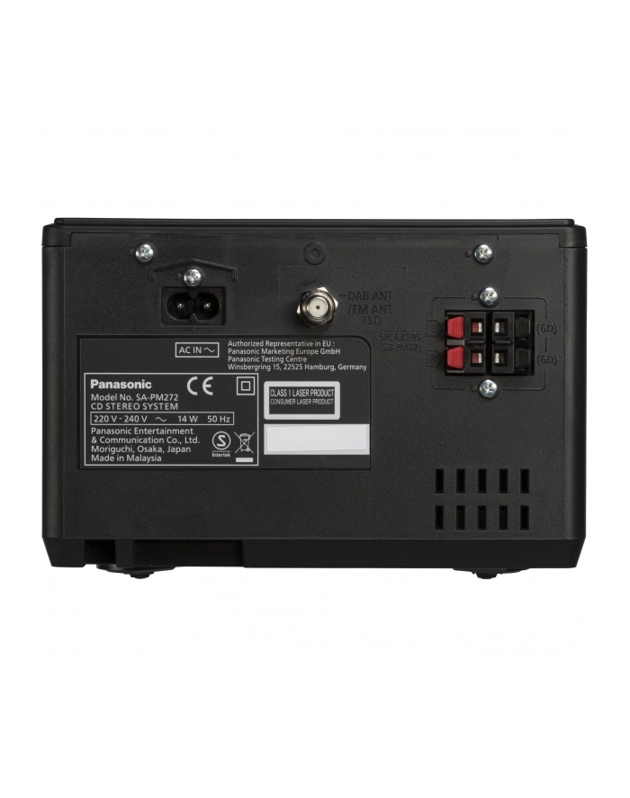 Panasonic SC-PM272 Mikrowieża z CD, radiem FM i Bluetooth (DAB+, 20W, system głośników 10 cm z otworem bass reflex, Bluetooth Remaster), srebrna główny