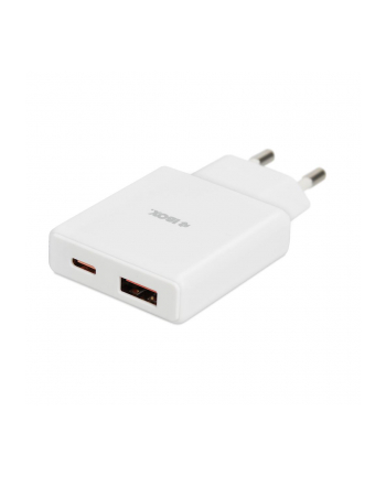 Ładowarka sieciowa iBOX C-43 Slim USB A+C 30W kabel USB-C do USB-C biała