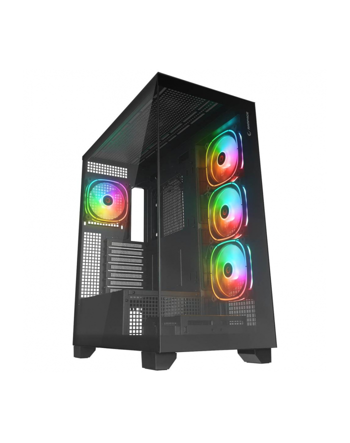 Rampage Hydra V1 czarna Rampage Hydra V1 Obudowa PC 4x wentylator USB C/USB A ARGB + hub E-ATX, czarna główny