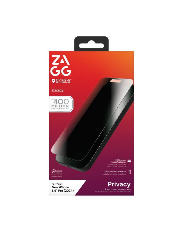 ZAGG InvisibleShield Glass Elite Privacy do Apple iPhone 16 Pro Max główny