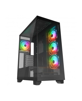 Rampage Hydra V1 czarna Rampage Hydra V1 Obudowa PC 4x wentylator USB C/USB A ARGB + hub E-ATX, czarna