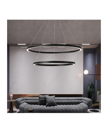 Immax Neo Inteligentna Lampa Wisząca Fino 2 Koła 60+80Cm 93W Czarna Zigbee 3.0