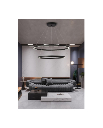 Immax Neo Inteligentna Lampa Wisząca Fino 2 Koła 60+80Cm 93W Czarna Zigbee 3.0