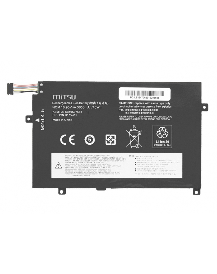 mitsu Bateria 01AV411 do Lenovo ThinkPad E470 E475 3650 mAh (40 Wh) 10.95V główny