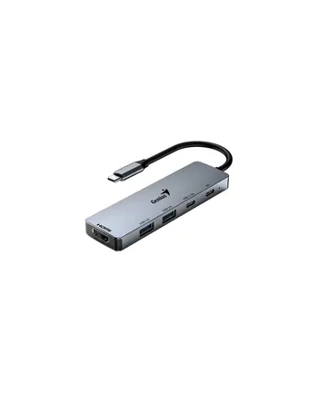 Genius USB (3.0) hub 5-port, UH-500, szary, Genius, 2x USB 3.0,1x HDMI,2x USB-C,Power Delivery 100W (31240003400)