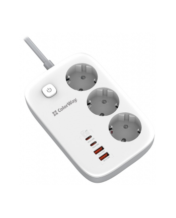 Colorway Przedłużacz Listwa zasilająca СolorWay 3 gniazda/2USB +2 Type C 65W 2m (CWCHE34PDW)