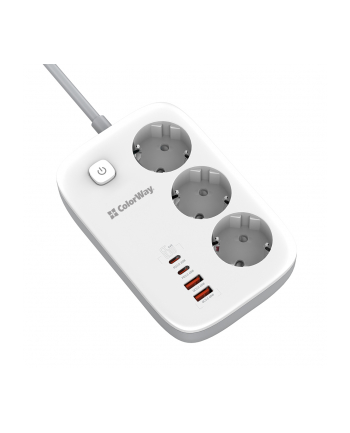 Colorway Przedłużacz Listwa zasilająca СolorWay 3 gniazda/2USB +2 Type C 65W 2m (CWCHE34PDW)