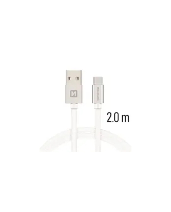 Swissten Kabel USB - USB Typ - C 2m Srebrny (71521303)