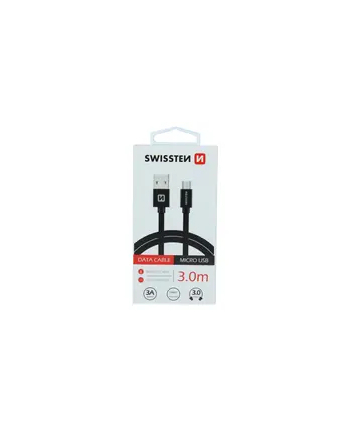 Swissten Kabel USB - Micro USB 3 m Czarny (71527300) nr 1