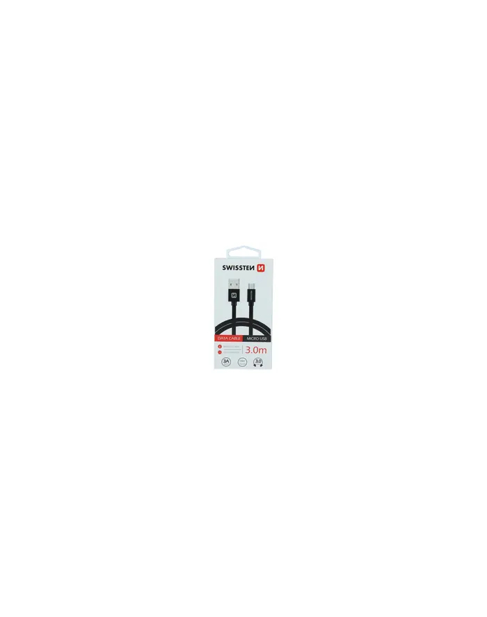 Swissten Kabel USB - Micro USB 3 m Czarny (71527300) główny