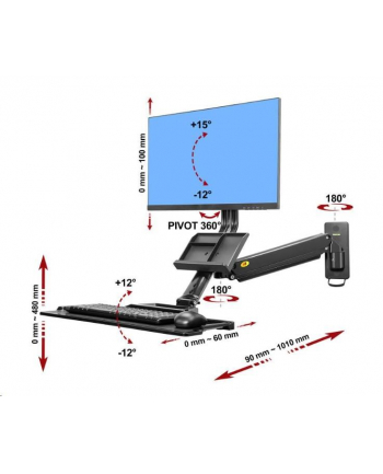 FIBER NOVELTY NB MB32 - OBROTOWY UCHWYT ŚCIENNY STOJĄCO-SIEDZĄCA STACJA ROBOCZA DO MONITORÓW LCD LED 19''-27'' nr 2