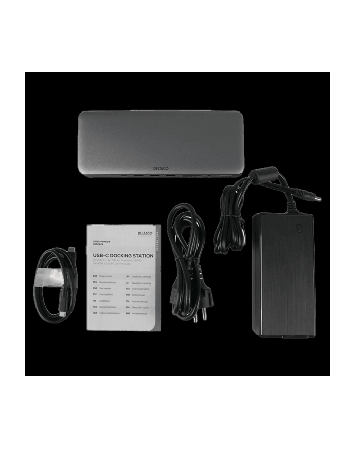 Deltaco USB-C dock triple 2x HDMI/DP USB-C/USB-A/RJ45/S (USBCHDMI29) główny