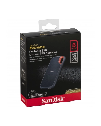 SANDISK Extreme 8TB Portable SSD up to 1050MB/s Read and 1000MB/s Write Speeds USB 3.2 Gen 2 2-meter drop protection and IP55