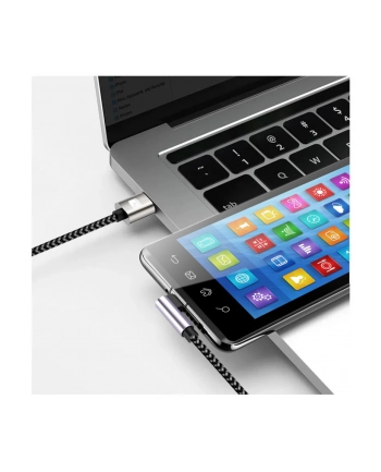 TECHLY Kabel USB 2.0 Typ-C USB-C Kątowy 2m 3A do Szybkiego Ładowania