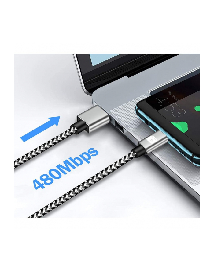 TECHLY Kabel USB 2.0 Typ-C na Typ-A 1m 3A Szybkie Ładowanie w Oplocie główny