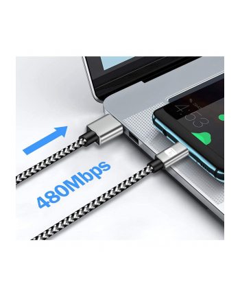 TECHLY Kabel USB 2.0 Typ-C na Typ-A 2m 3A Szybkie Ładowanie w Oplocie