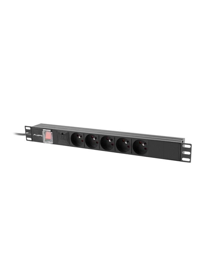 lanberg Listwa zasilająca  rack PDU 19 cali 1U 16A 5x230V 2m czarna główny