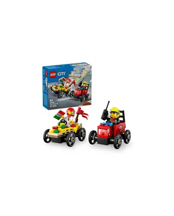 LEGO 60458 CITY Zestaw wyścigówek: pizza kontra wóz strażacki
