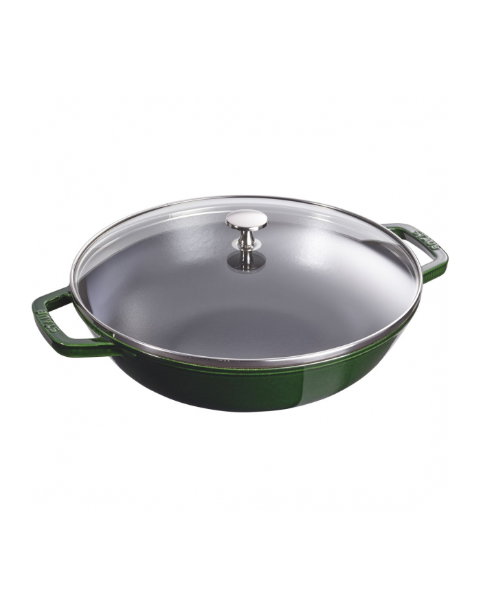 Wok żeliwny z pokrywką Staub - 30 cm, Zielony główny